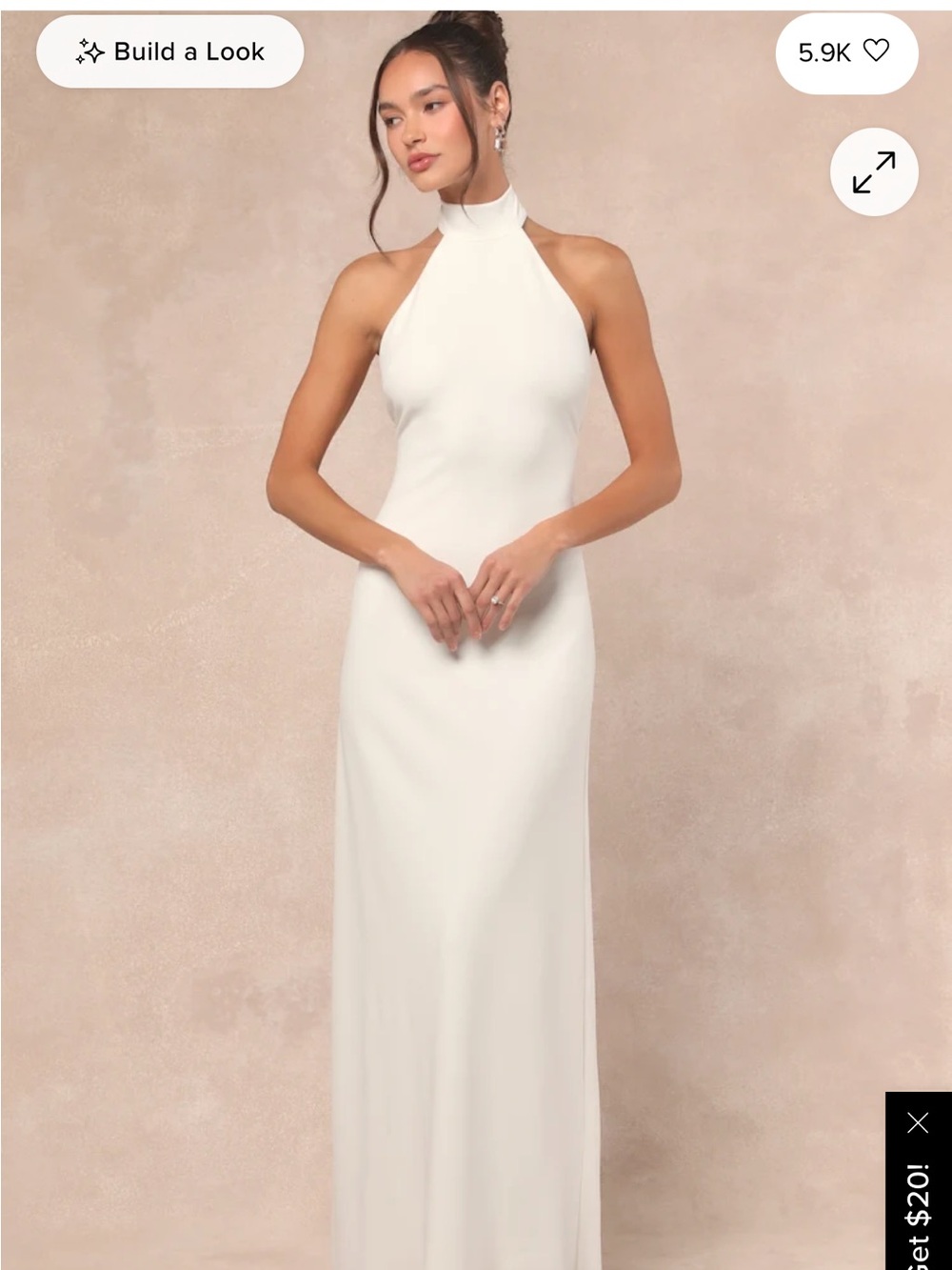 Lulu's Ivory High-Neck Halter Maxi Dress